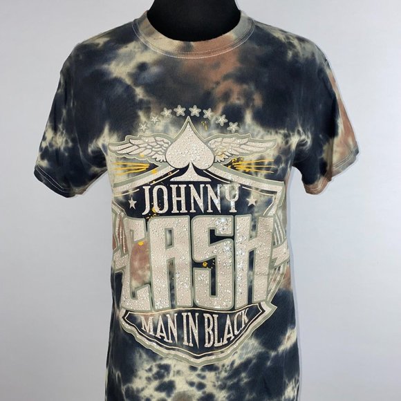 Johnny Cash S Man In Black Multicolor Tie Dye Graphic T-Shirt Tee Short Sleeve - Picture 2 of 12